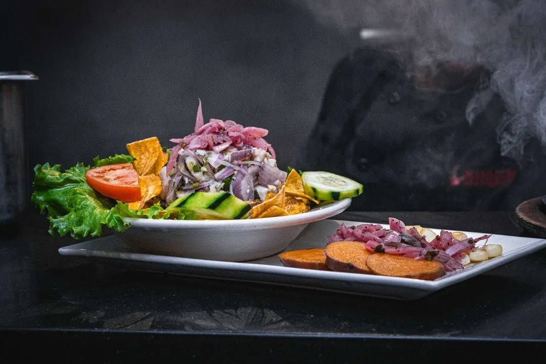 Ceviche de pescado with sweet potato